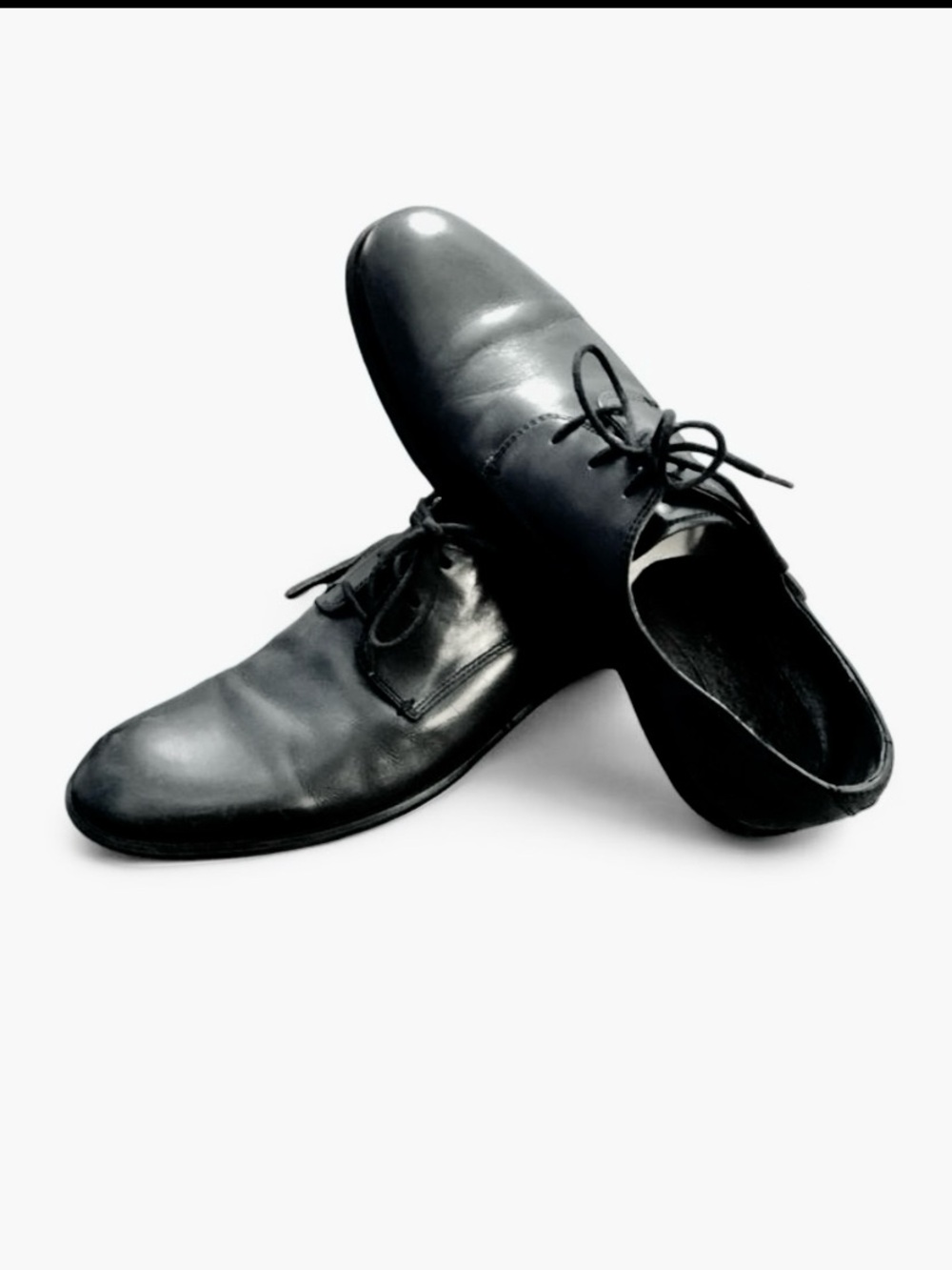 John Varvatos Men's Leather Derby Shoes Black Size: 11
